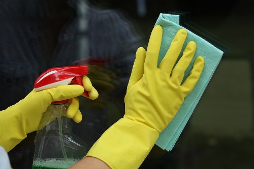 Professional home cleaners in Balham working in a modern living room