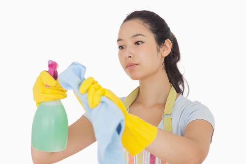 Professional carpet cleaner in Balham treating a living room carpet