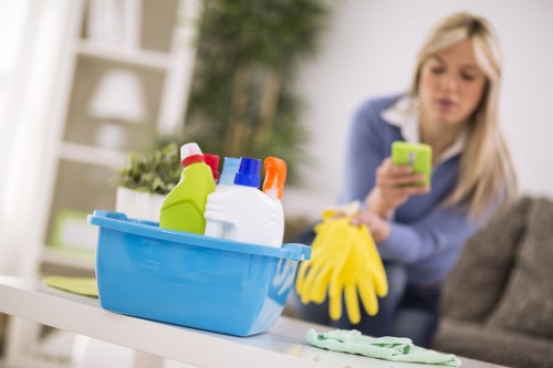 Technician reviewing carpet cleaning incident and safety controls